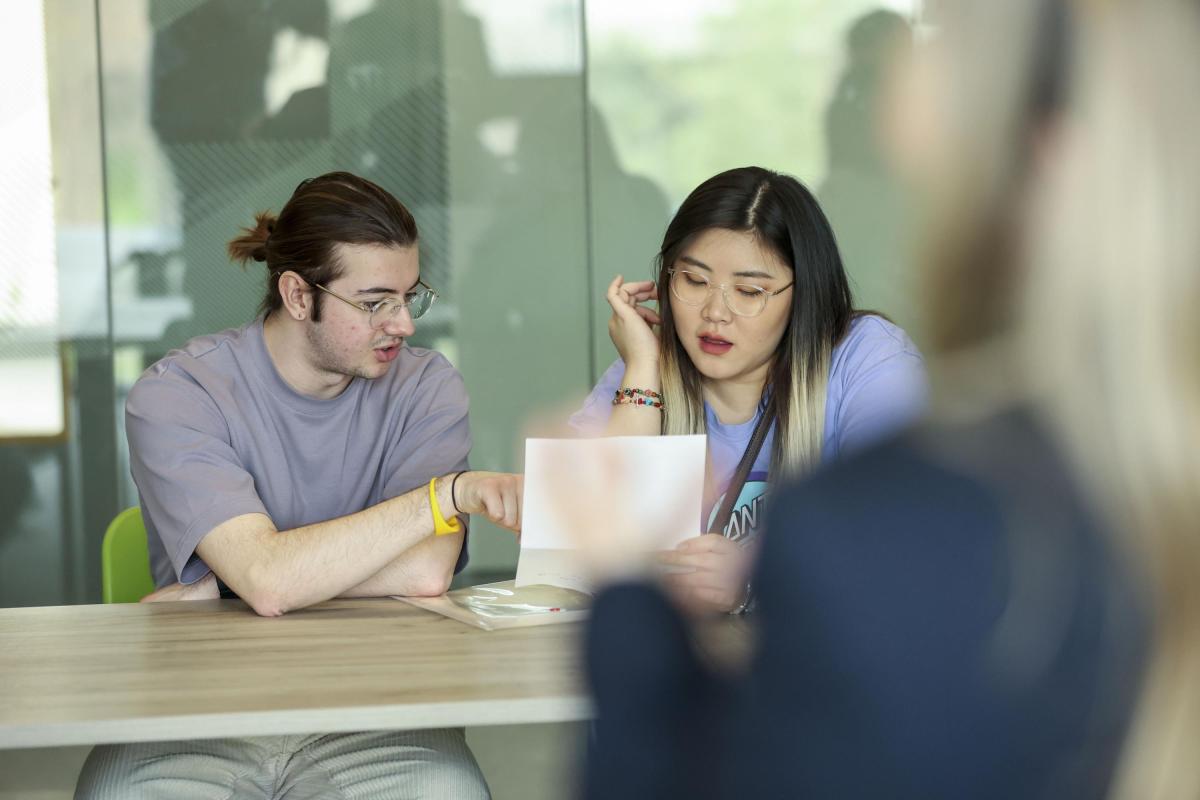 Students checking CV