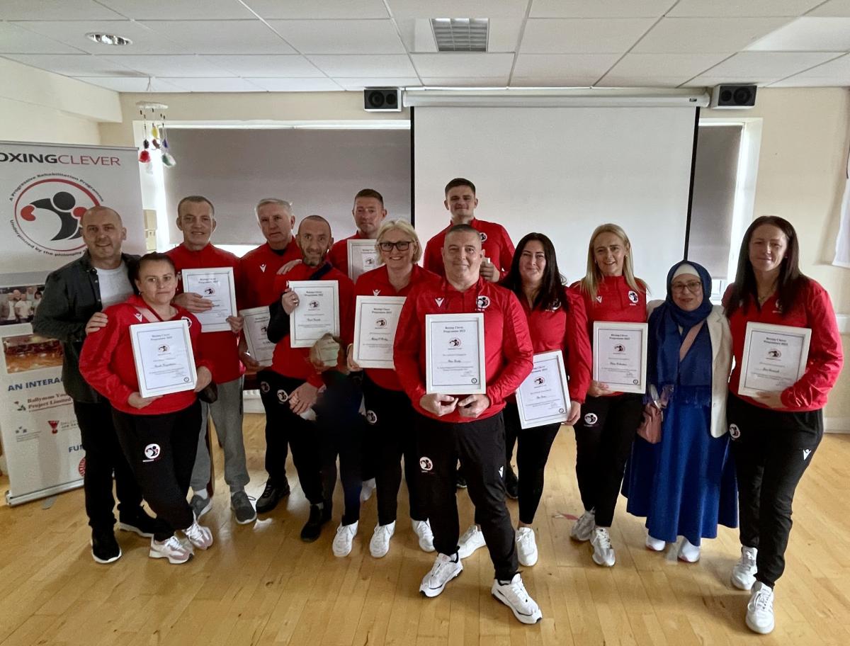 Boxing Clever 2023 participants with Najwa Achour, DCU in the Community