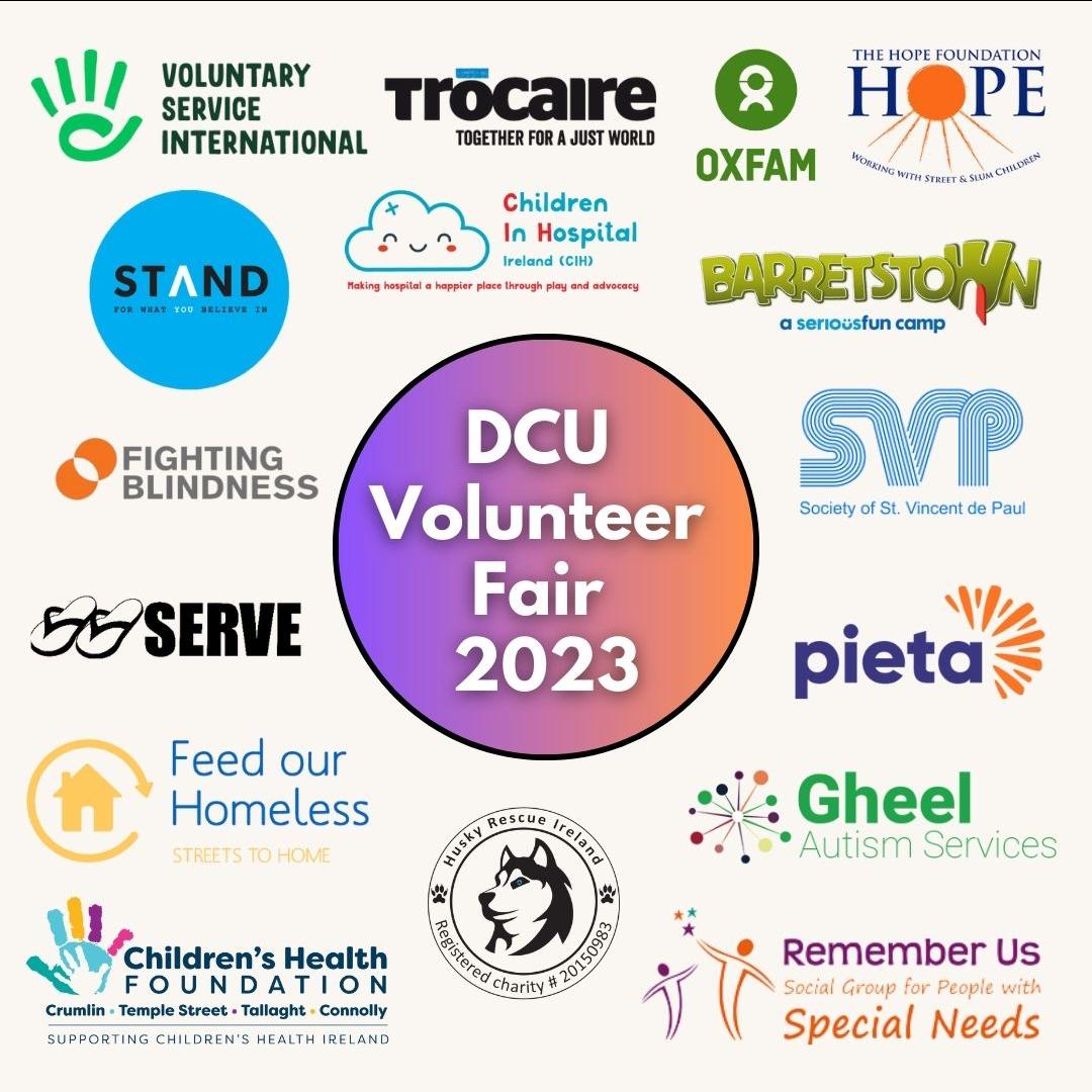 DCU Volunteer Fair 2023 logos