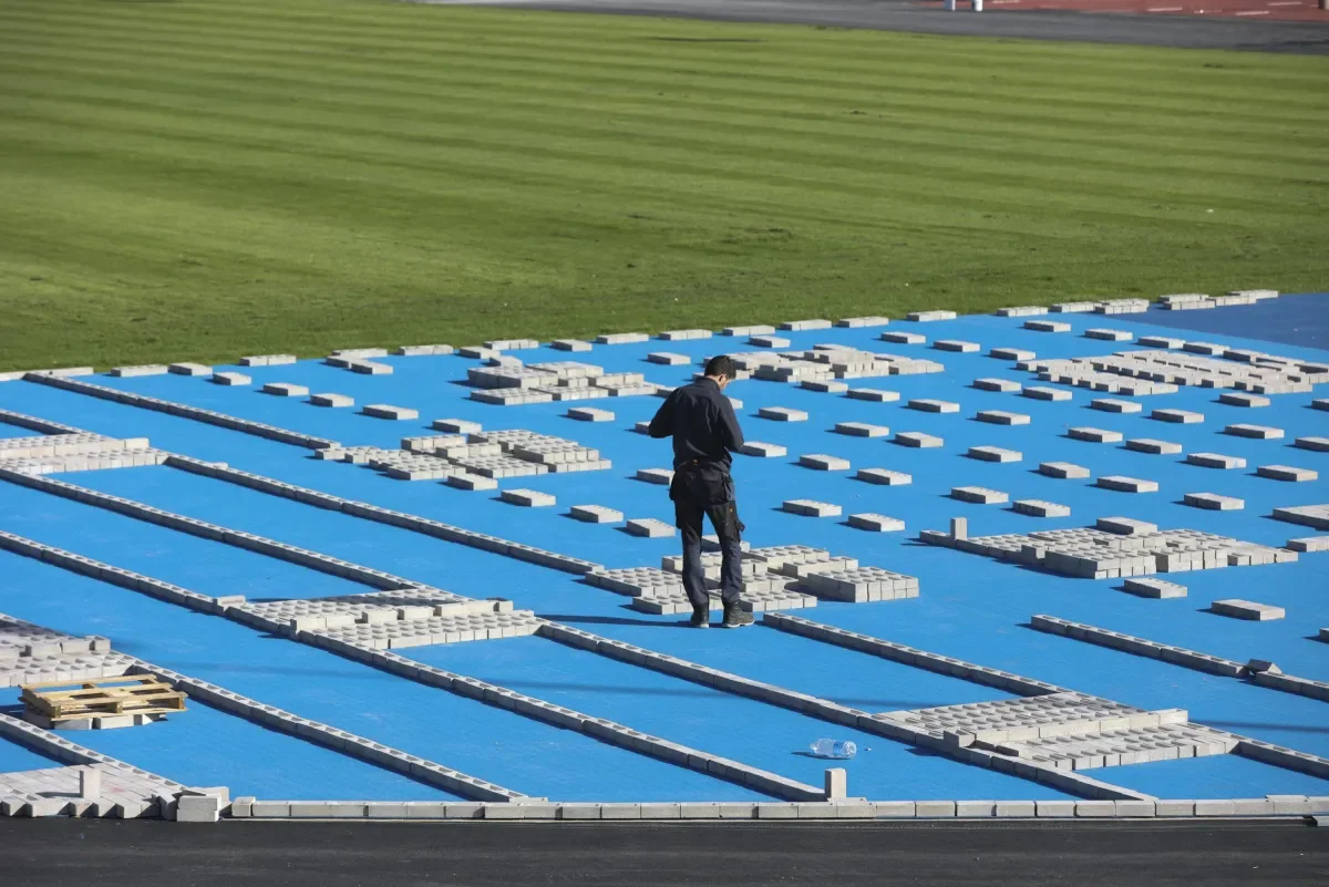 Track laying at Morton Stadium