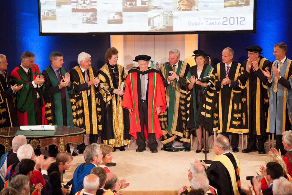 Chuck Feeney receives his honorary degree from all the universities in Ireland