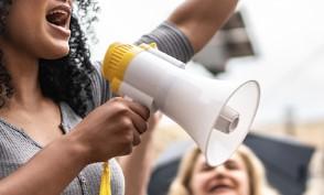 Lady using megaphone