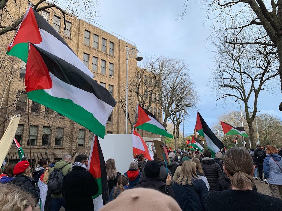Demonstration calling for a ceasefire in Gaza in Dublin in February 2024