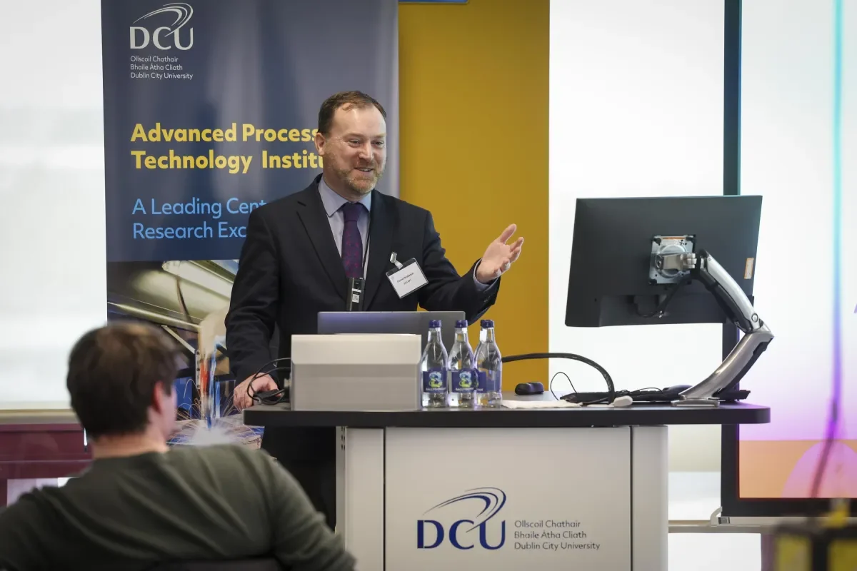 Shows Prof Dermot Brabazon speaking at the Advanced Processing Institute's Industry Day event in 2025