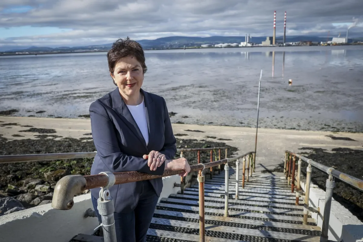 Shows Professor Fiona Regan on Bull Island in Dublin bay