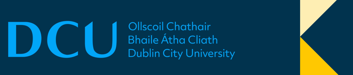 DCU logo in blue on navy background