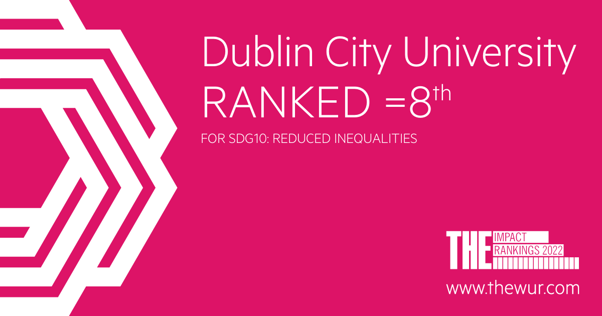 Dublin City University has been ranked the 8th best university in the world for its commitment to the UN Sustainable Development Goal of “Reduced Inequalities”.