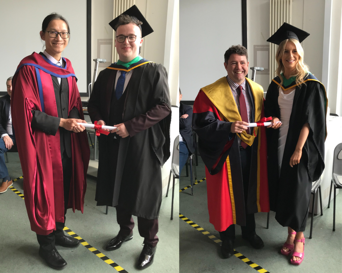 Fergal McGuirk and Sarah Whaley receiving their awards