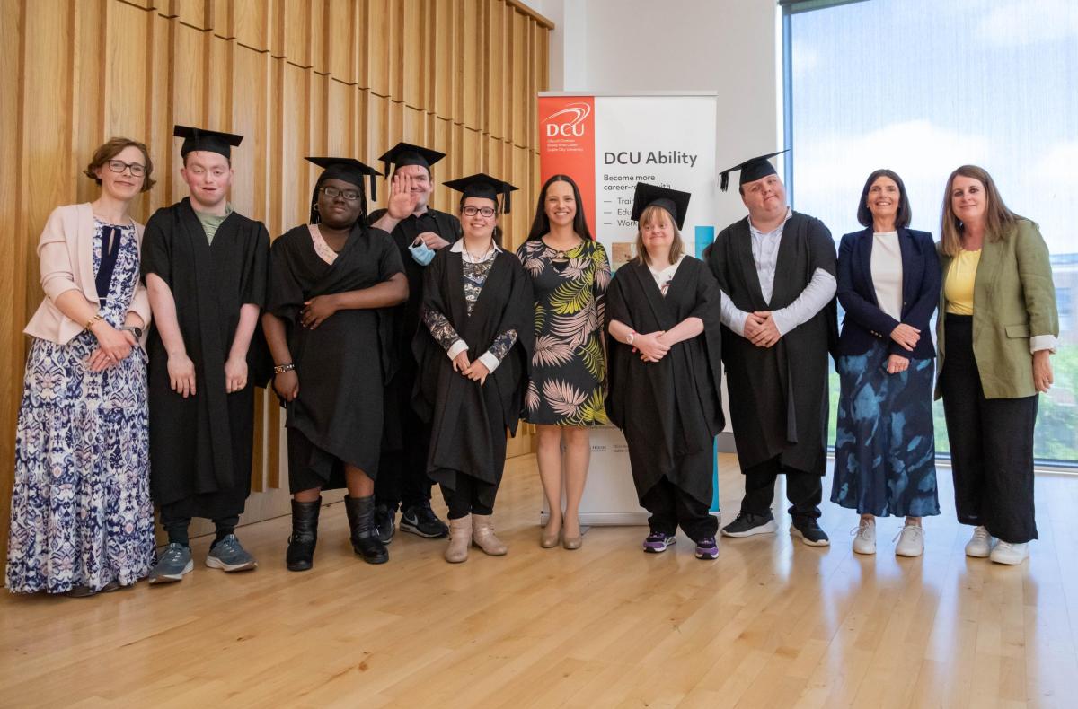Seven students joined their family and friends today to graduate from DCU Ability’s 'Works for Me' course - a project that offers practical and learner-centred interventions to enable people with Intellectual disabilities move towards their employment and education goals.