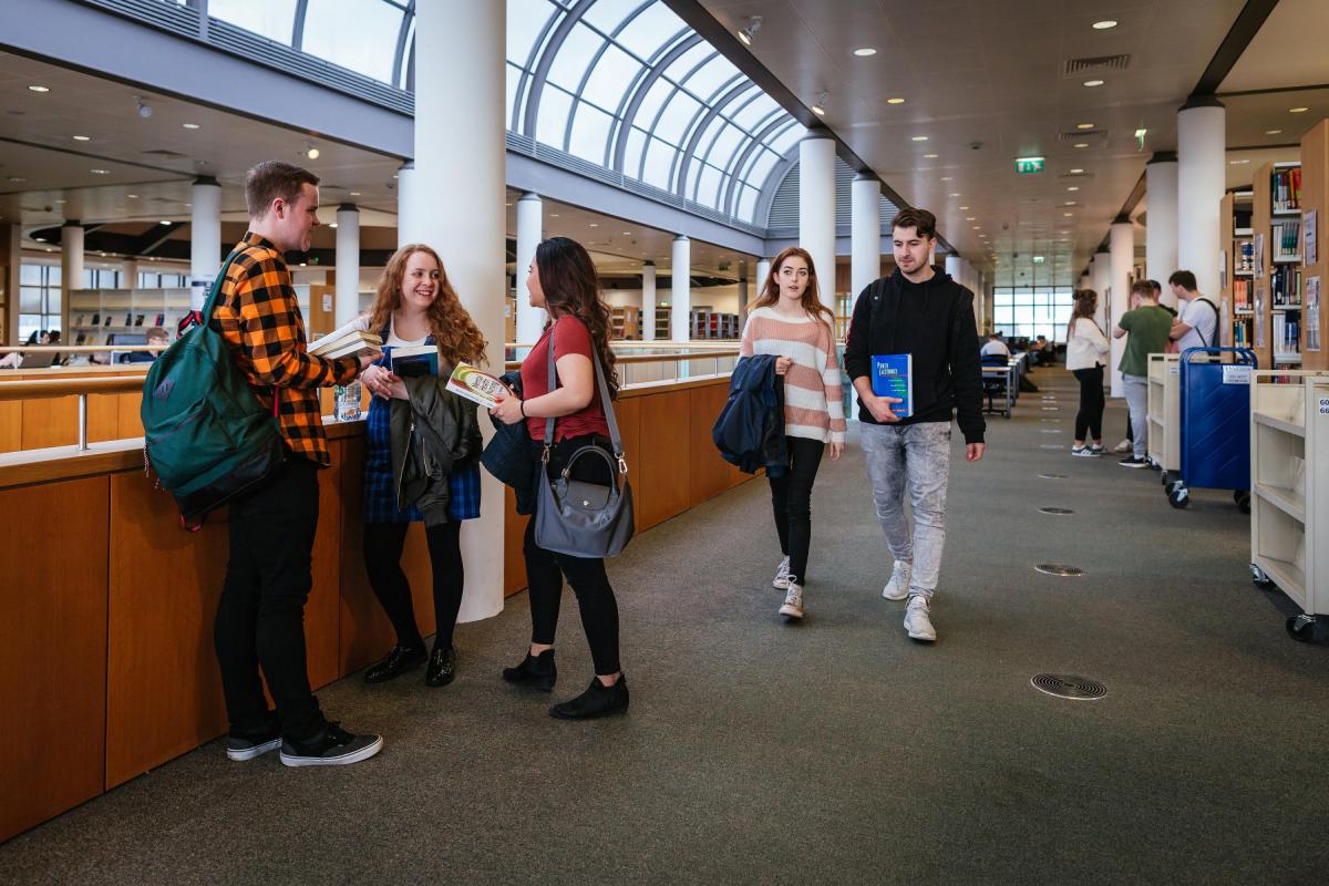 students in the library