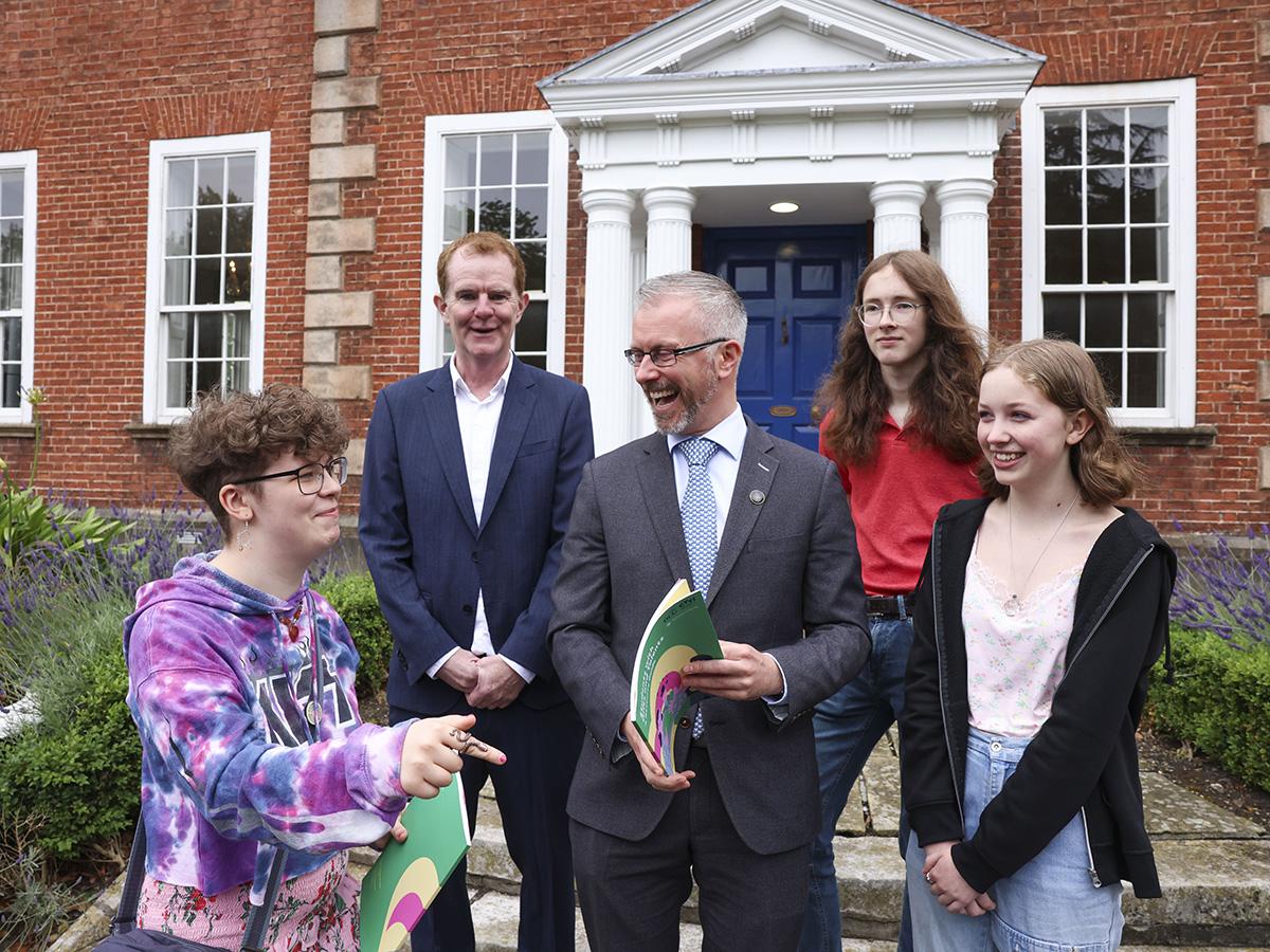 From left: Kathleen Synnott, CTYI Student; CTYI Director Colm O’Reilly; Roderic O'Gorman TD, Minister for Children, Equality, Disability, Integration and Youth; Christopher Mannix, CTYI Student and Lucy Tyrrell, CTYI Student. 