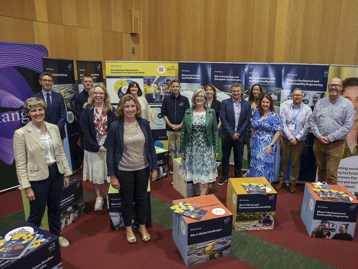 Dr Susan Hegarty, Dr Ciarán Dunne, Stephen Murnane (1st year Global Challenges student), Abbey Byrne (2nd year Bioprocessing student), Dr Jennifer McKenna (Intel), Prof Anne Sinnott, Mark Brady (2nd year Psychology & Disruptive Technologies student), Prof Blánaid White, Prof Lisa Looney, Prof Brian Harney, Dr Shirley Coyle, Lisa Whelan, Dr Brian Freeland and Brett Stout