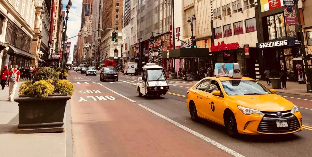New York City Street with cab
