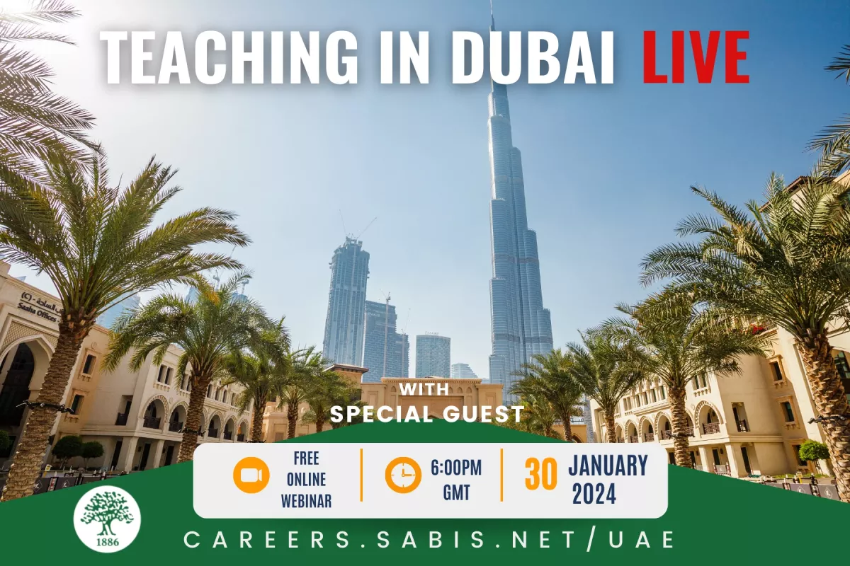 The image is to promote our upcoming webinar on January 30th, at 6pm. It includes a picture of some of the high rise buildings in Dubai.