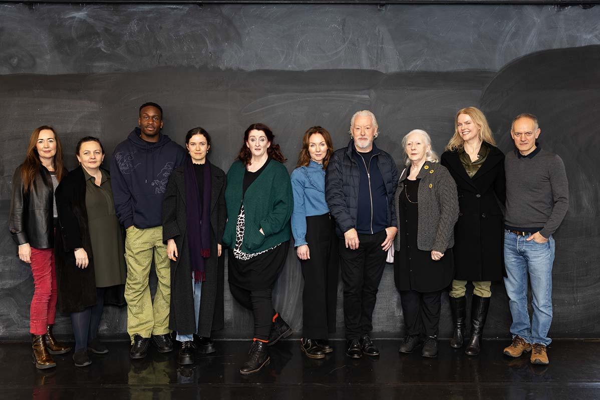 Marina Carr, lecturer in the School of English at DCU, with the cast of Audrey or Sorrow. Photo Credit: Ailbhe O’Donnell