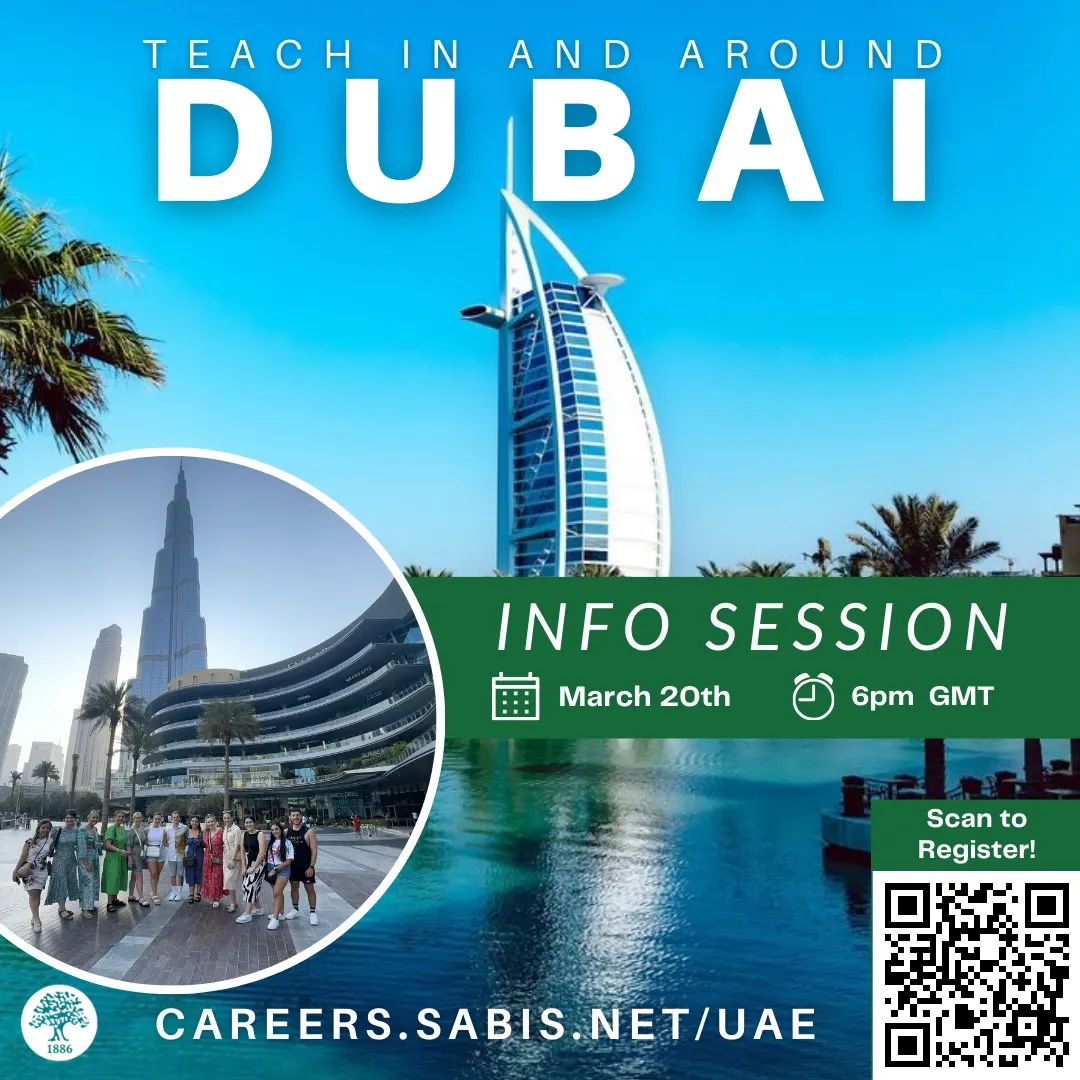 Dubai landscape with teachers in a group