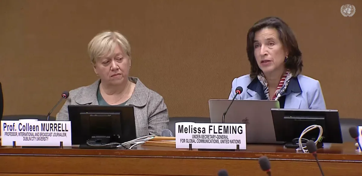 Professor Colleen Murrell addresses UN International Media Seminar on Peace in Geneva
