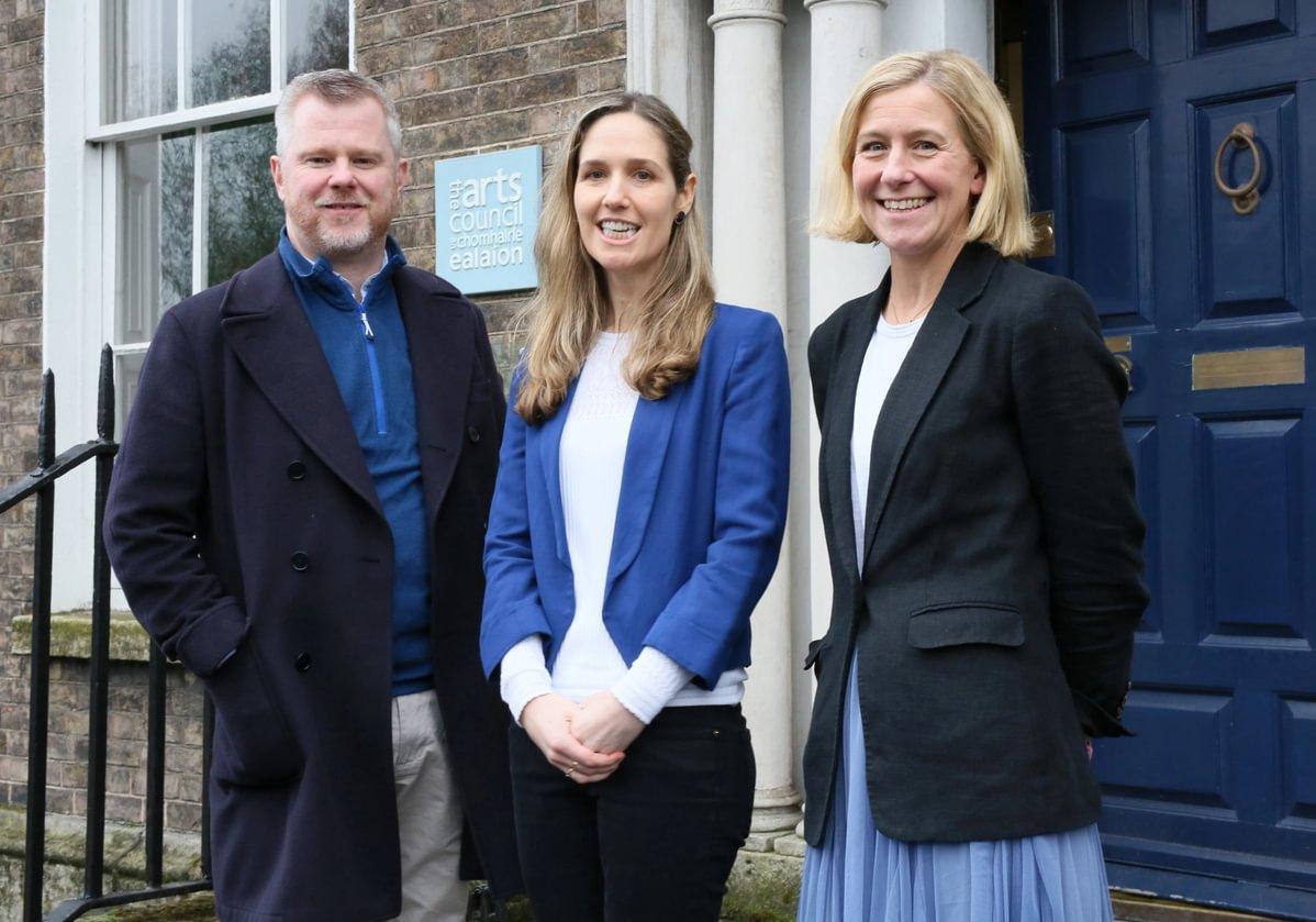 Dr Darren McCann, DCU School of English, Sarah Gilmartin and Sarah Bannan, Head of Literature at the Arts Council (Photo: Mark Steadman)