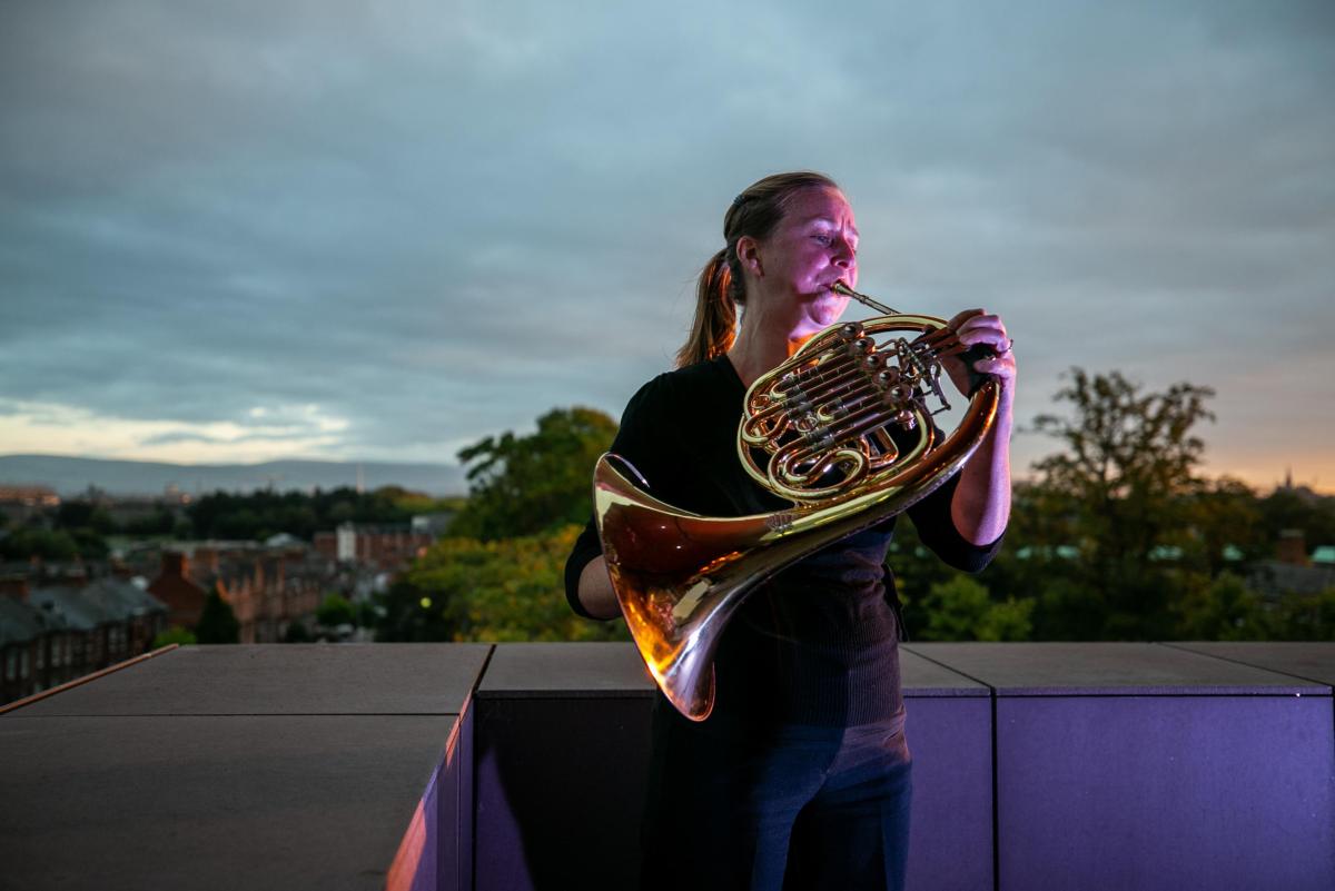  DCU St Pats Bethan Watkeys performing on the Roof of the Cregan