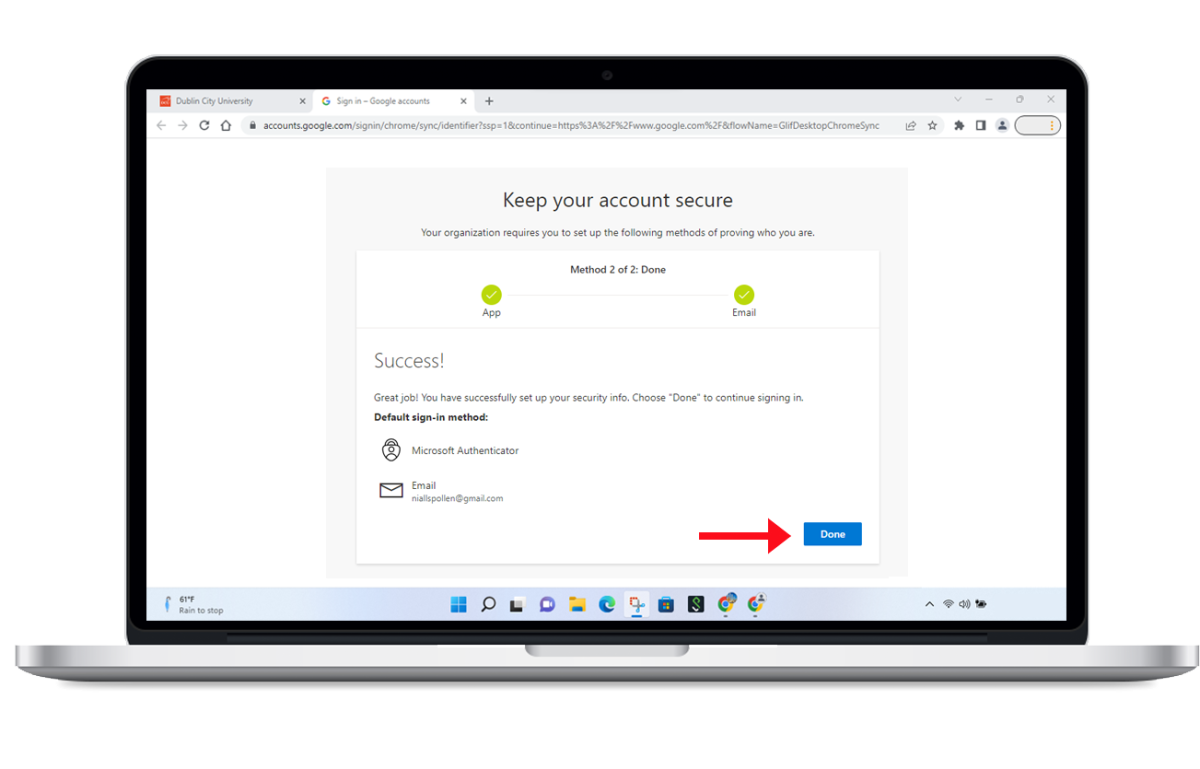 Click on the Done button to complete the process