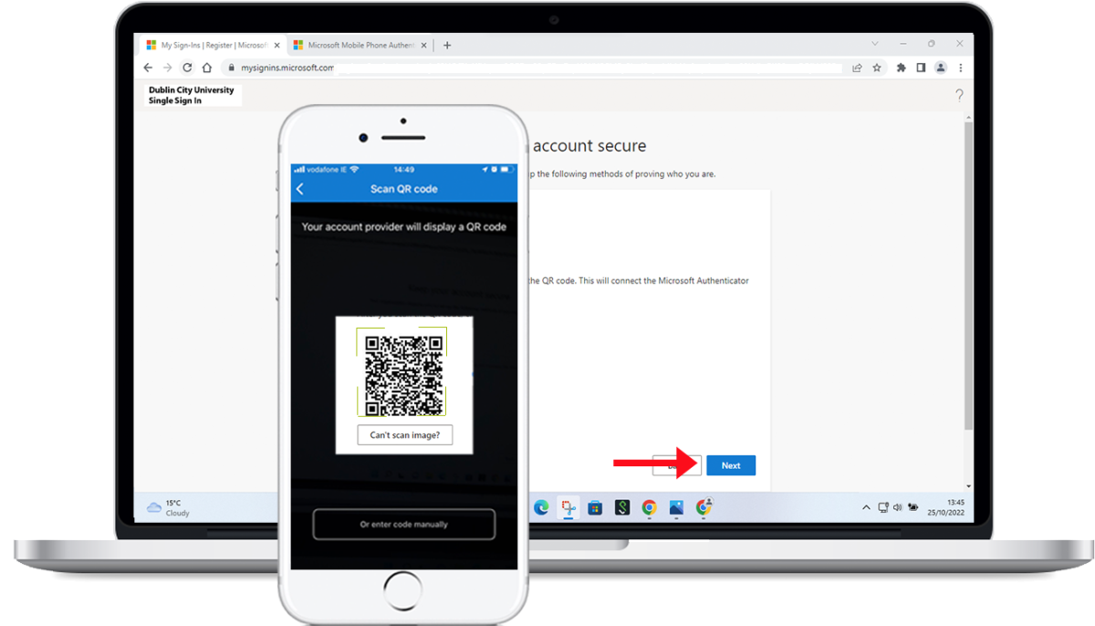 Scan the QR code with yoyr phone from the MFA app.