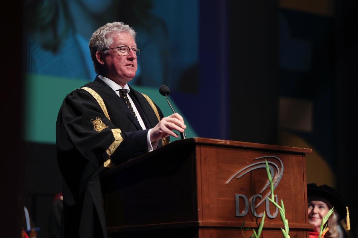 DCU President Prof Daire Keogh speaking at Rosaleen Blair's convocation