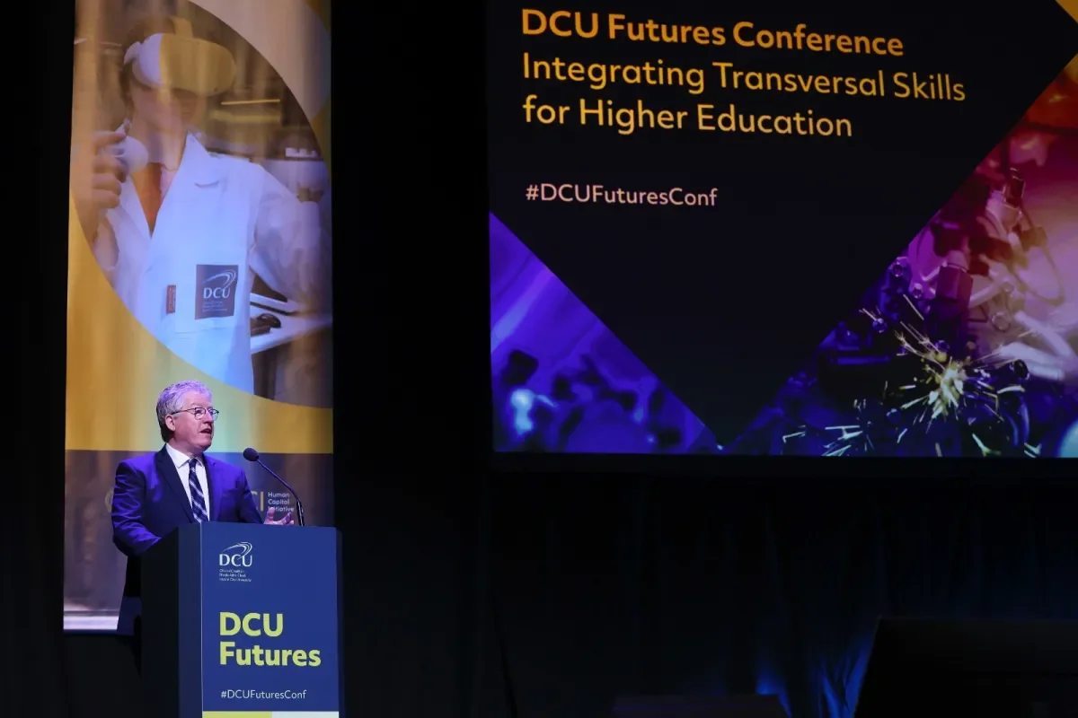 DCU President Prof Daire Keogh speaking at the DCU Futures conference