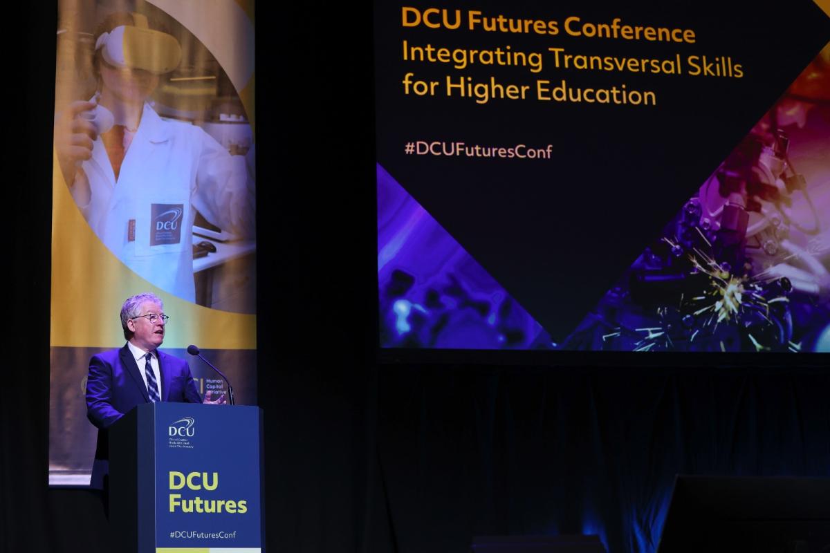 DCU President Prof Daire Keogh speaking at the DCU Futures conference