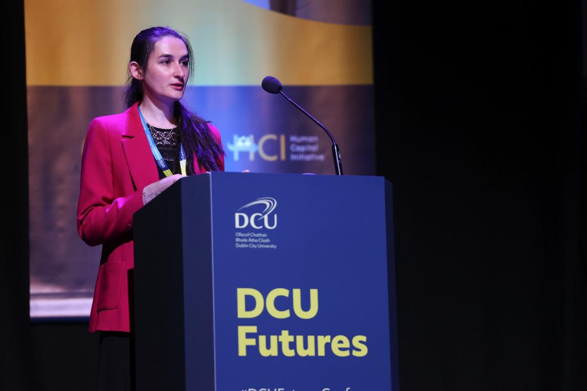 Celine Jambon speaking at the DCU Futures conference