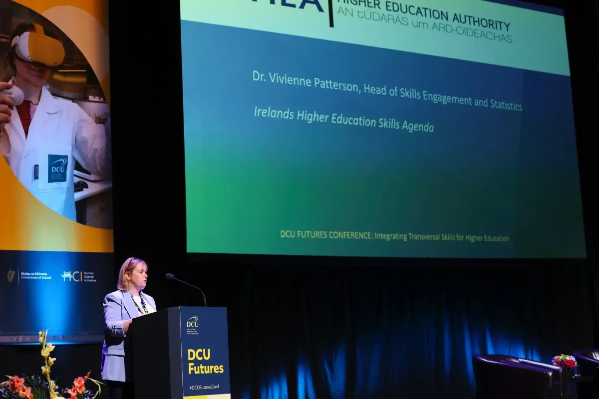 Dr Vivienne Patterson speaking at the DCU Futures Conference