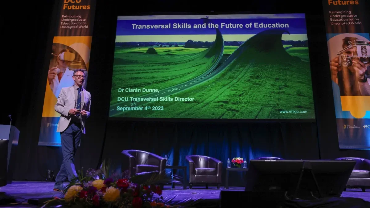 Dr Ciaran Dunne speaking at the DCU Futures conference