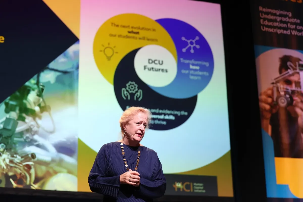 Prof Margaret Heffernan delivers an address at the DCU Futures Conference