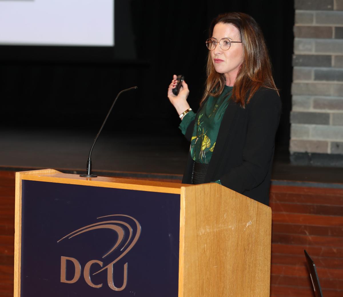 Fiona Collins (Network Co-ordinator DCU CSN) speaking at the conference