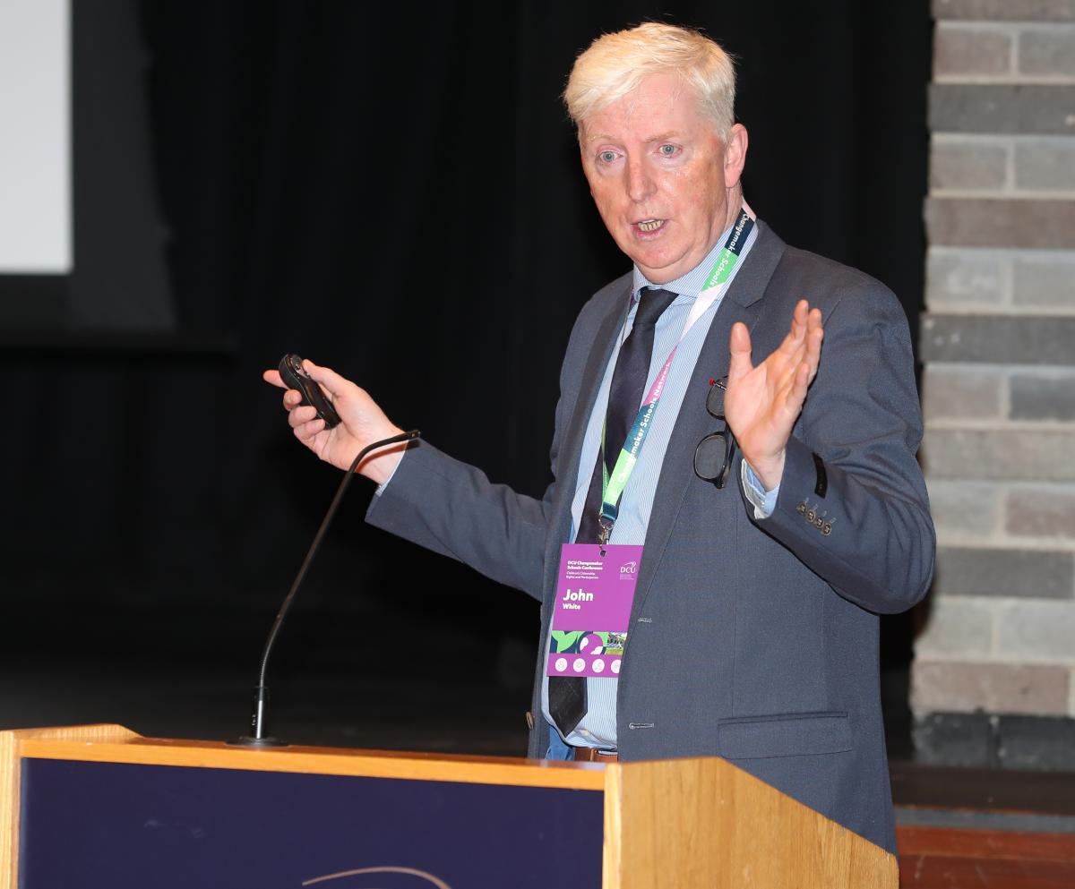 Dr John White (Director of DCU CSN) speaking at the conference