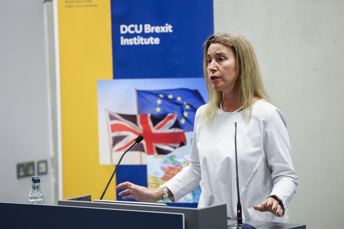 Federica Mogherini speaking at the DCU Brexit Institute Event.