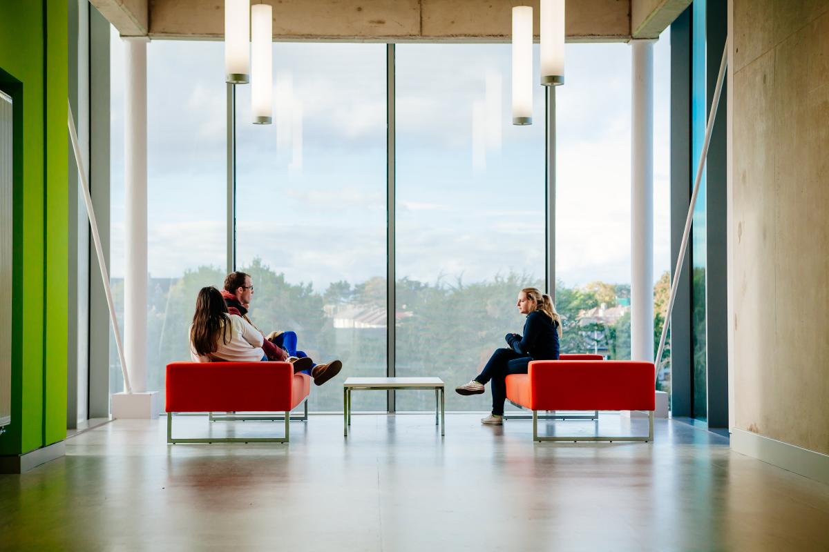 students in library