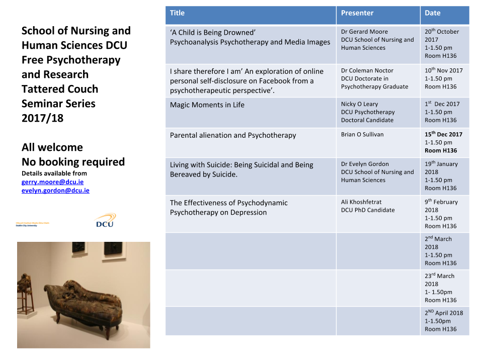 Psychotherapy Research Seminar Series 2017/18