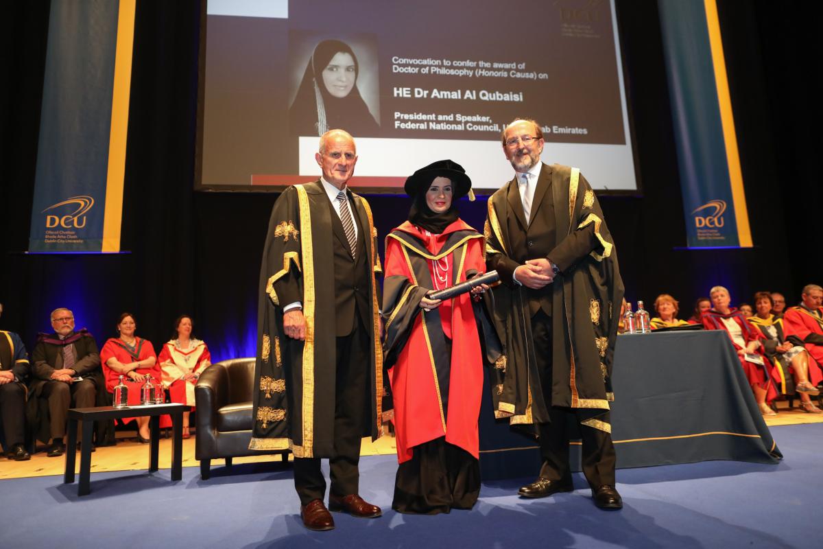 Dublin City University has paid tribute to H.E. Dr Amal Al Qubaisi, Chairperson and Speaker, Federal National Council, UAE, conf