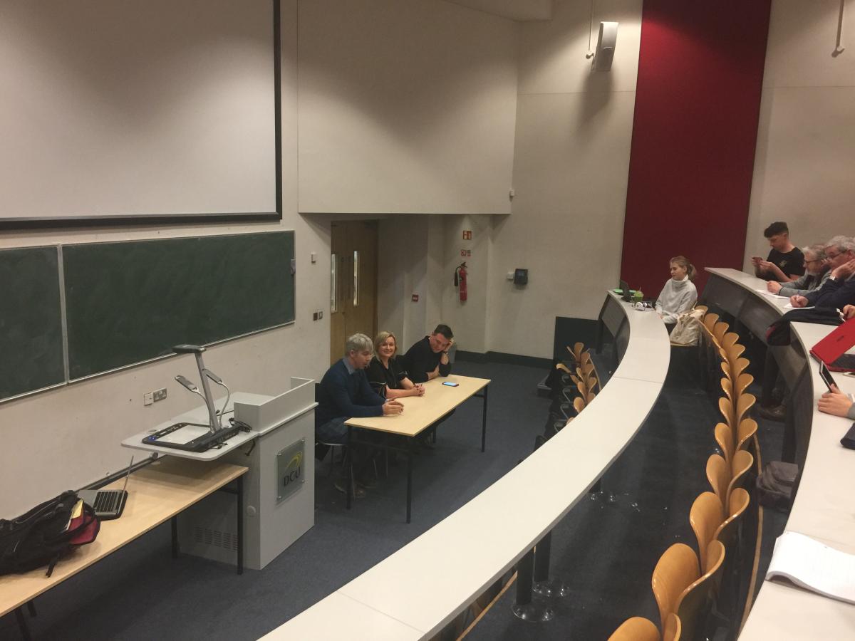 Cllr. Noeleen Reilly, Cllr. Paul McAuliffe and Cllr. Andrew Montague attending a panel discussion at Dublin City University