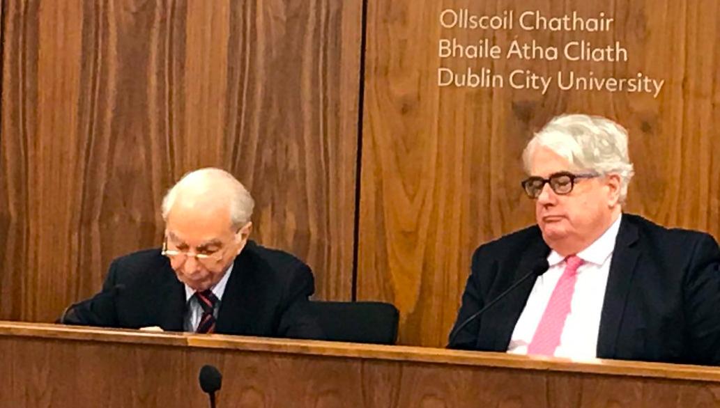 Prof. Giuliano Amato sitting with Irish Chief Justice Frank Clarke
