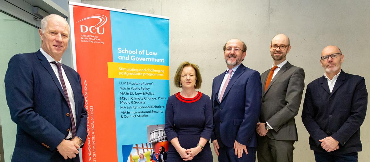 (L-R) Dr. Hans Bruyninckx (EEA), Laura Burke (EPA), Prof. Brian MacCraith, Dr. Diarmuid Torney and Dr. David Robbins (all DCU)