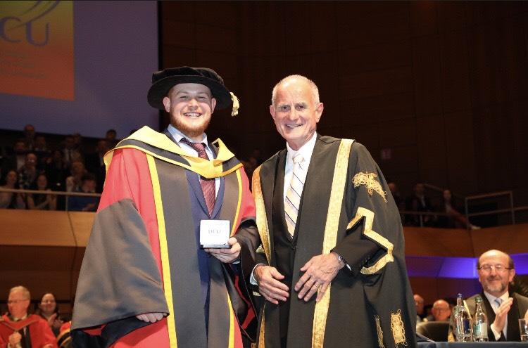 Dr. Stephen Davitt with DCU Chancellor Dr. Martin McAleese