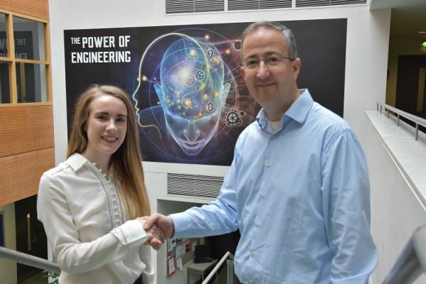 Scholarship Award: Aoife Grady with Dr. Derek Molloy of the School of Electronic Engineering
