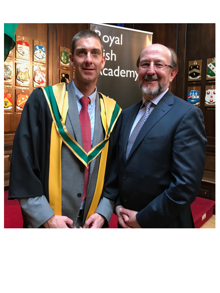 Prof Liam Barry (l) & DCU President Prof Brian MacCraith at the Royal Irish Academy ceremony