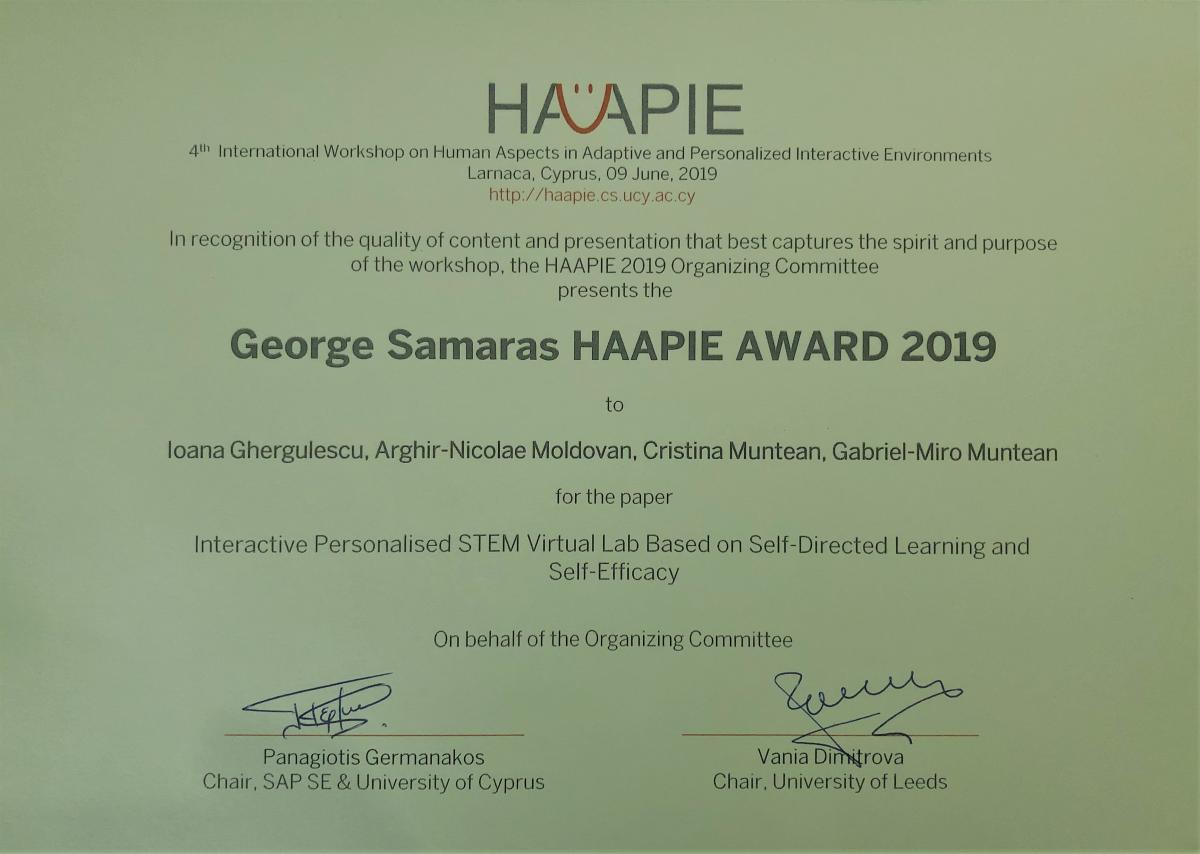 George Samaras HAAPIE Award 2019