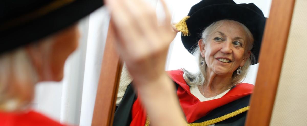 Paula Meehan prepares for her Honorary Conferring at DCU, March 2019