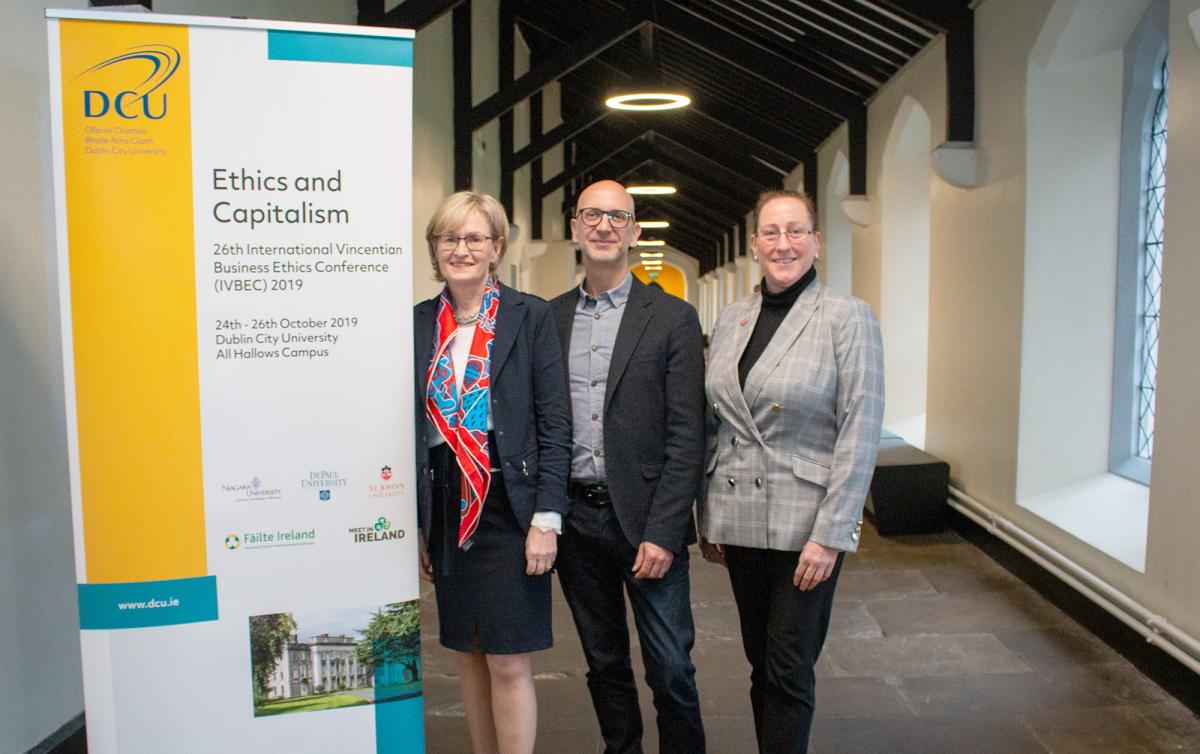 Mairead McGuinness MEP, Prof Andrew Crane and Orla Collins