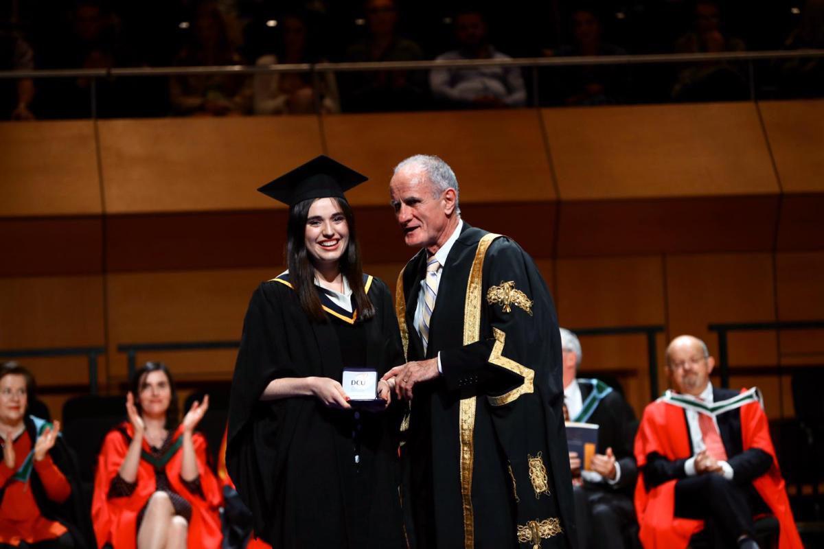Sorcha Killian with Dr Martin McAleese, Chancellor of DCU