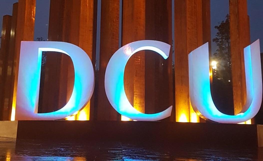 The DCU sign lights up blue for World Diabetes Day 