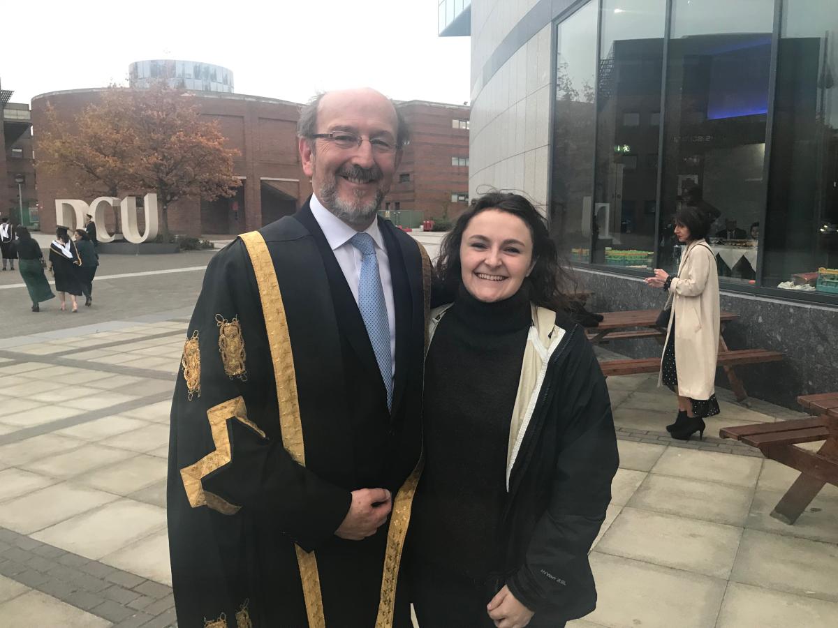 DCU President Brian MacCraith with DCU MA student Joy Ferguson 